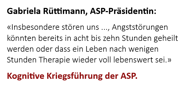 Gabriela Rüttimann Gabriela Rüttimann, ASP President, and the cognitive warfare by the Association of Swiss Psychotherapists (ASP).
